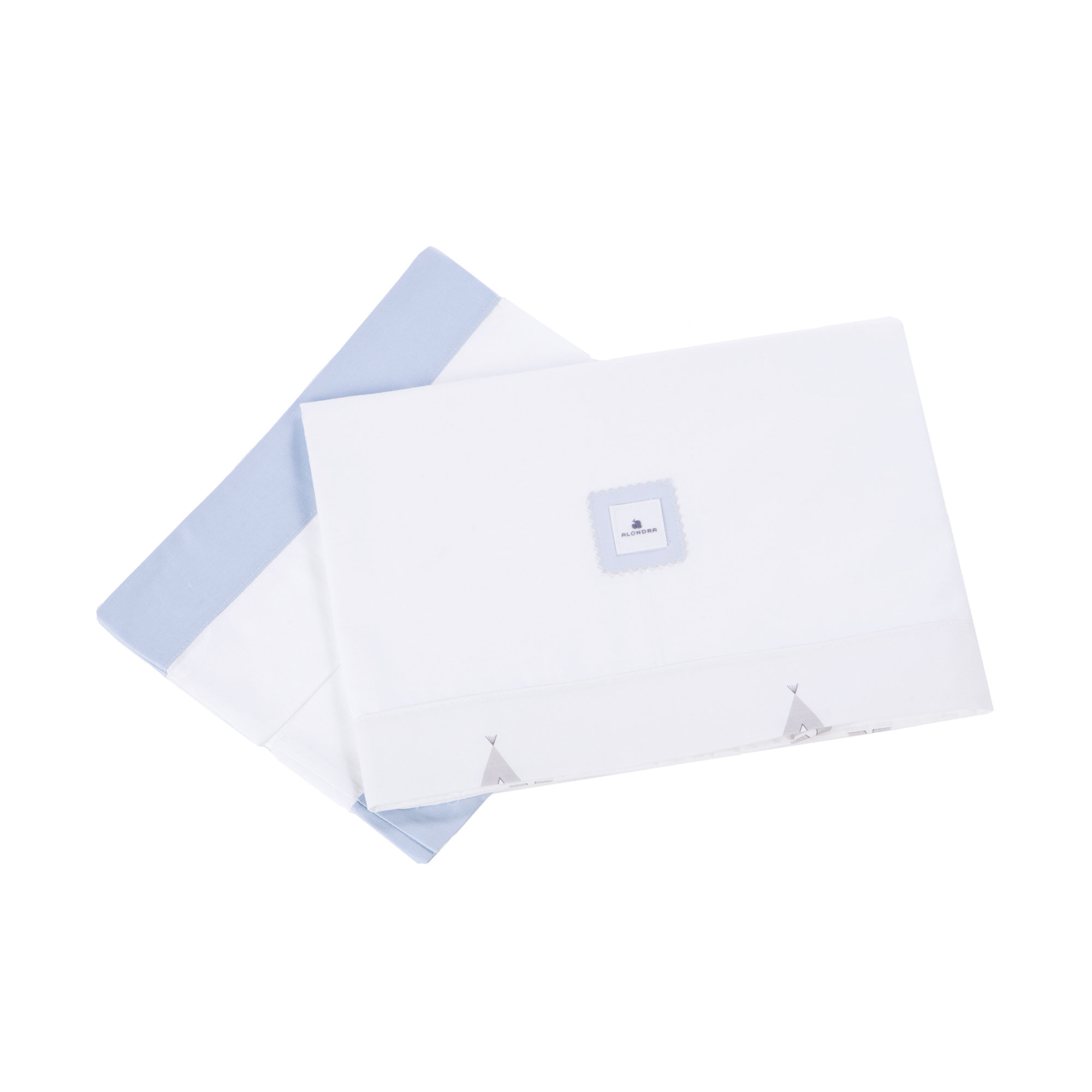 Sky blue and white cot sheets