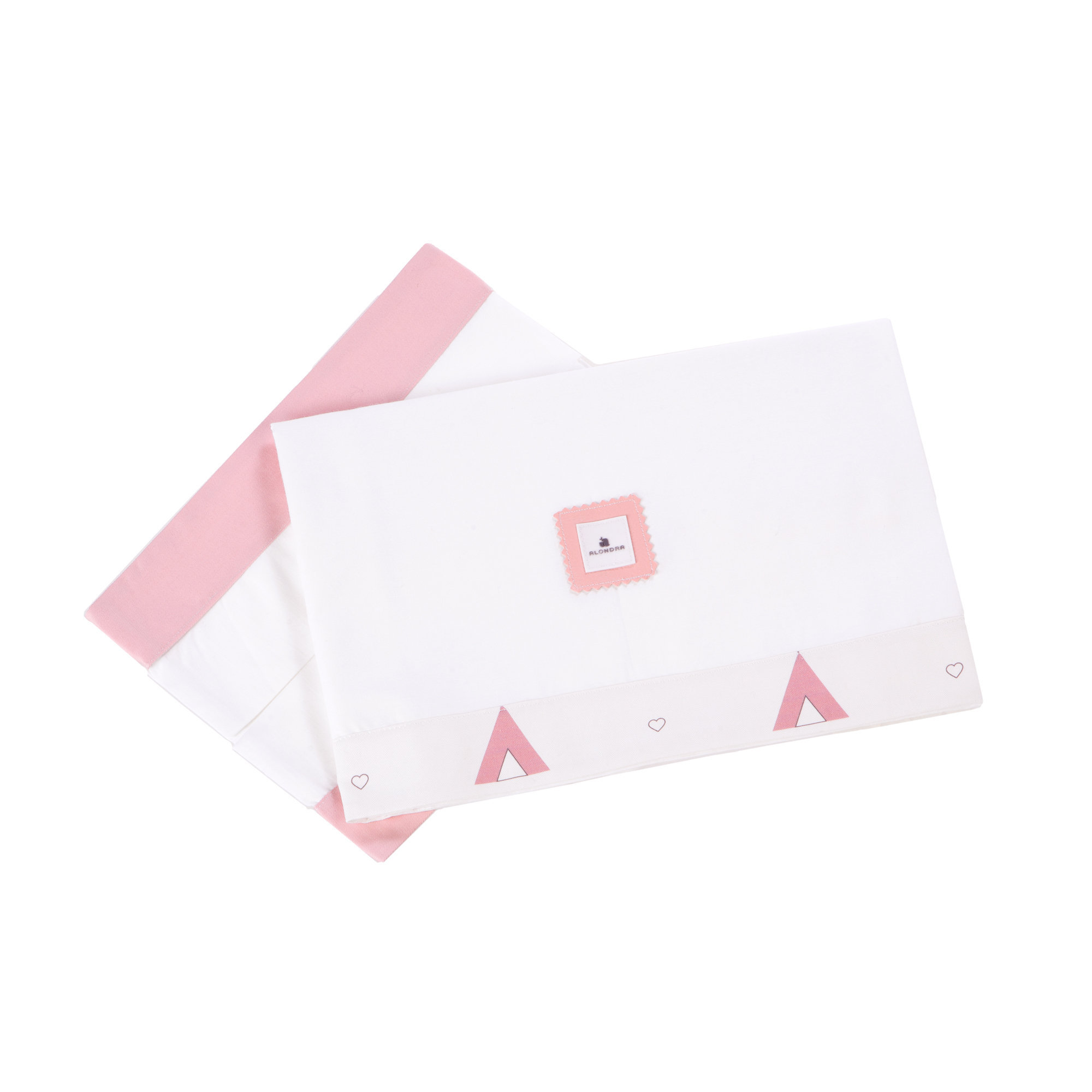 White and pink Cot sheets