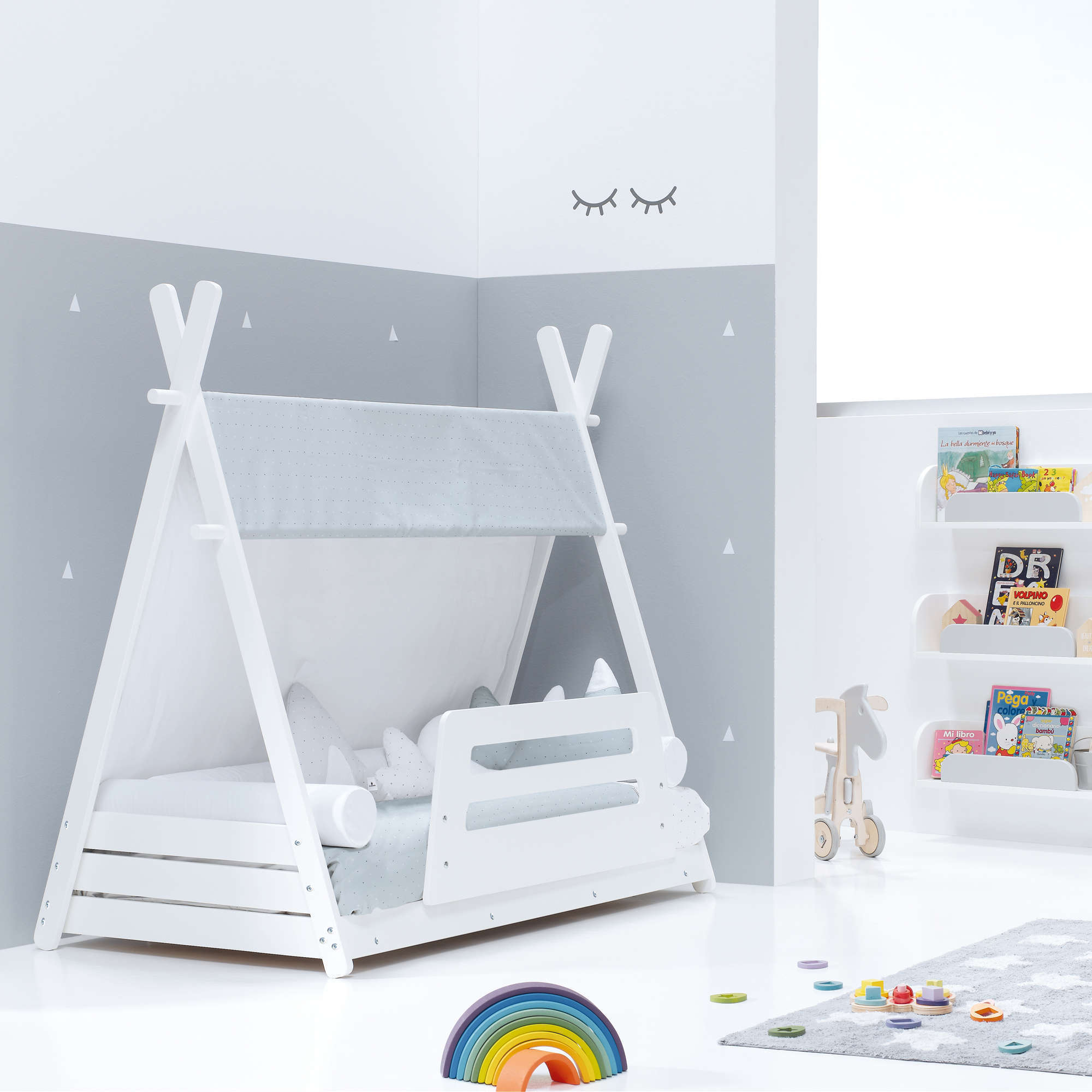 Cama Montessori Homy XL en gris claro Alondra