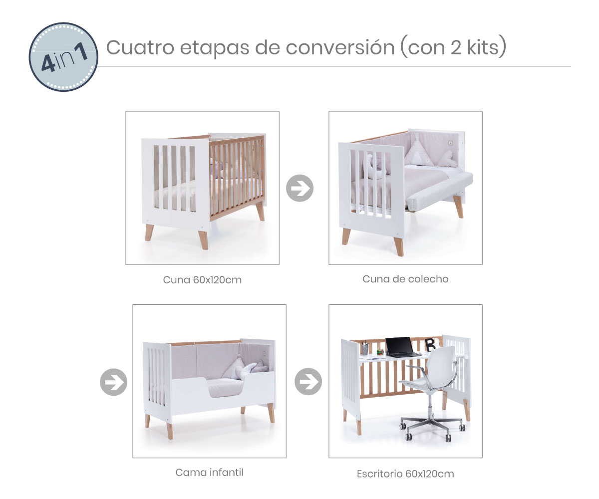 4 conversion stages co-sleeping cot NEXOR Alondra