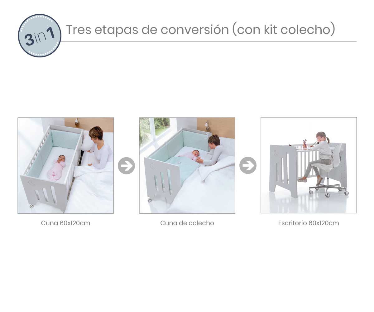 3 conversion stages co-sleeping cot Omni