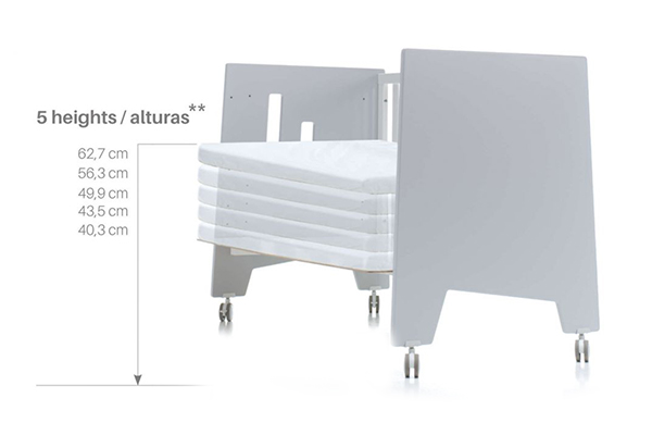 Bed base heights for the co-sleeping cot Omni