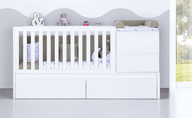 Convertible crib Inside white 70x140cm with drawers