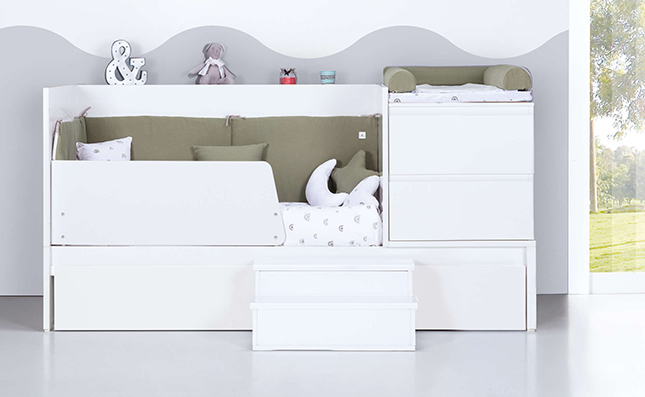 Kid stage cot-bed Inside white 70x140 convertible into a junior bed