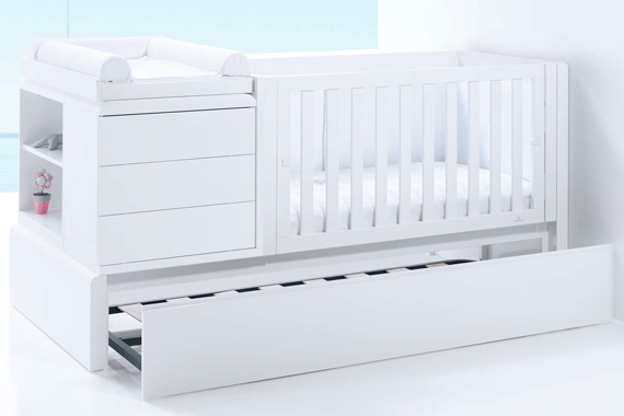 Convertible crib 70x140 Premium Kurve right hand K417 with trundle bed