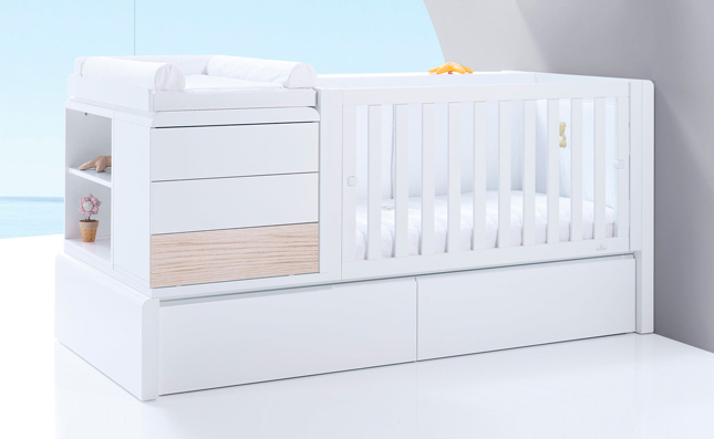 Convertible crib Premium Kurve White right side 70x140 cm