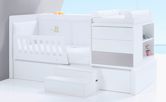 Convertible crib Premium Kurve White left 70x140 convertible into a junior bed