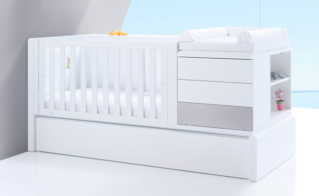 Convertible crib Premium Kurve White left side 70x140 cm