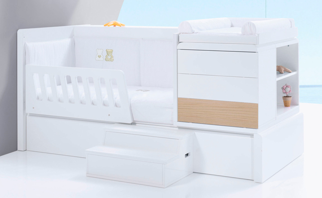 Convertible crib Premium Kurve White left 70x140 convertible into a junior bed