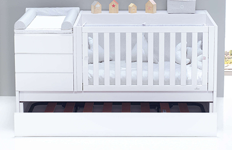 Convertible crib 70x140 Sero Kubo Grey K551 with trundle bed