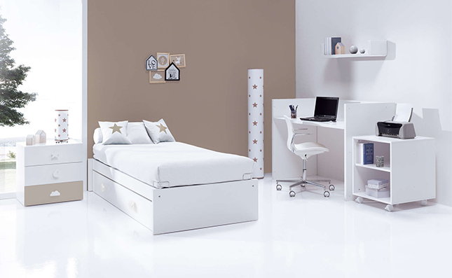 Convertible crib sero bubble white 70x140cm converted into a complete bedroom