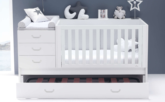 Convertible crib with trundle bed 70x140 Sero Joy White K559