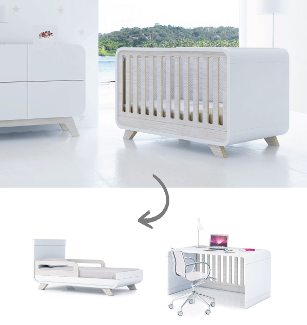 Cot-bed convertible into bed 70x140cm